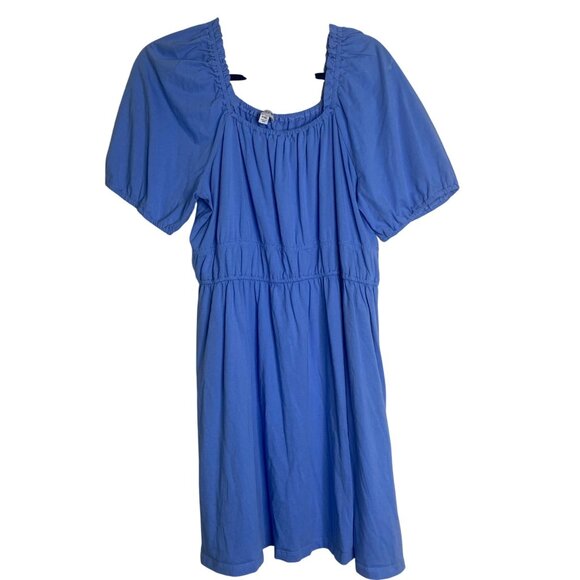 J.Crew Re-Imagined Dress Womens XXL Blue Cotton Short Sleeve Stretch Waist - Picture 1 of 10